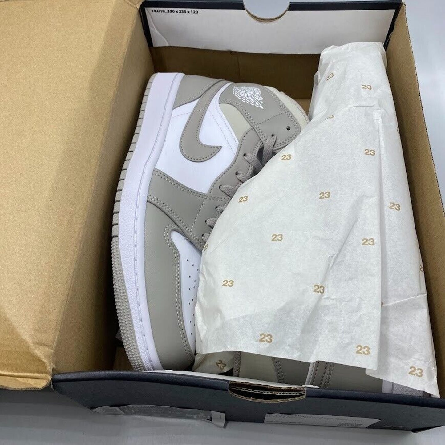 Nike Air Jordan 1 Mid Linen Grey White 554724-082 NEW