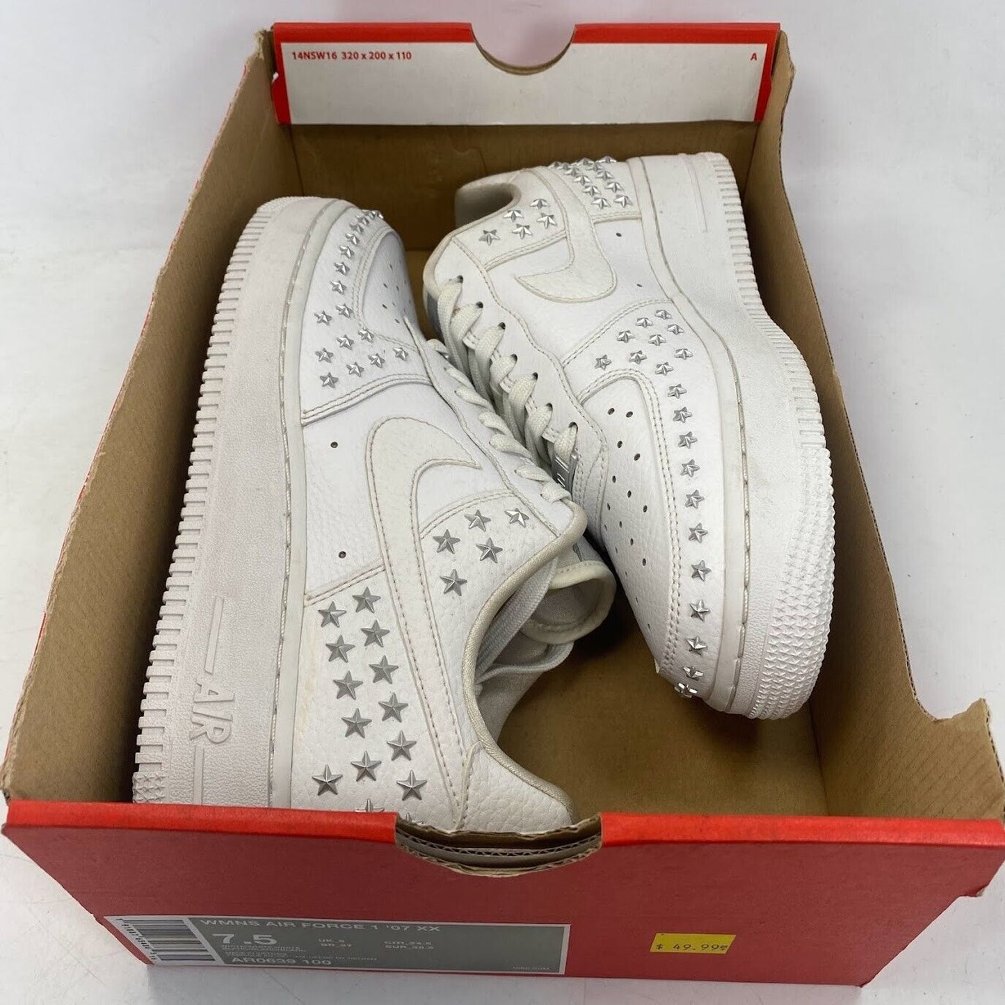 Nike Air Force 1 '07 XX White Studded AR0639-100 NEW NO LID