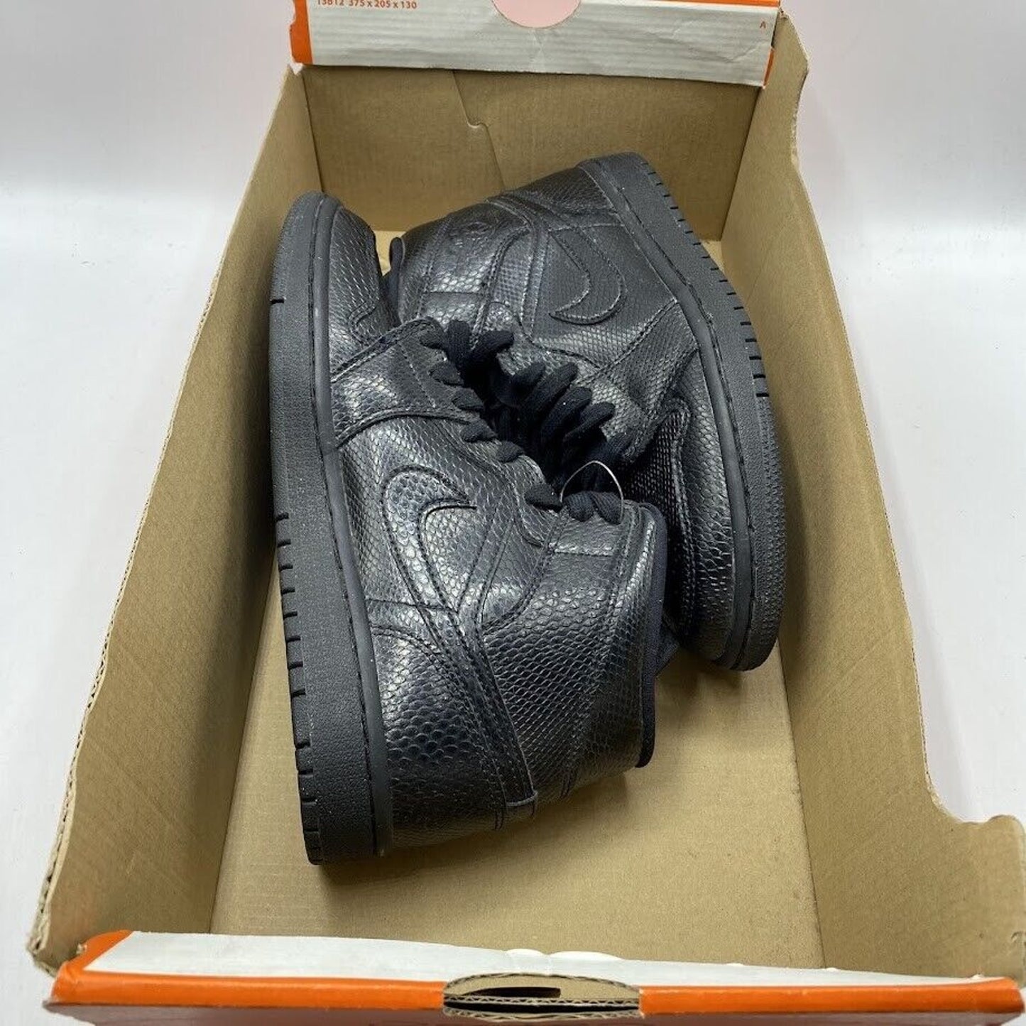 Nike Air Jordan 1 Mid Black Snakeskin Triple Black BQ6472-010 NEW