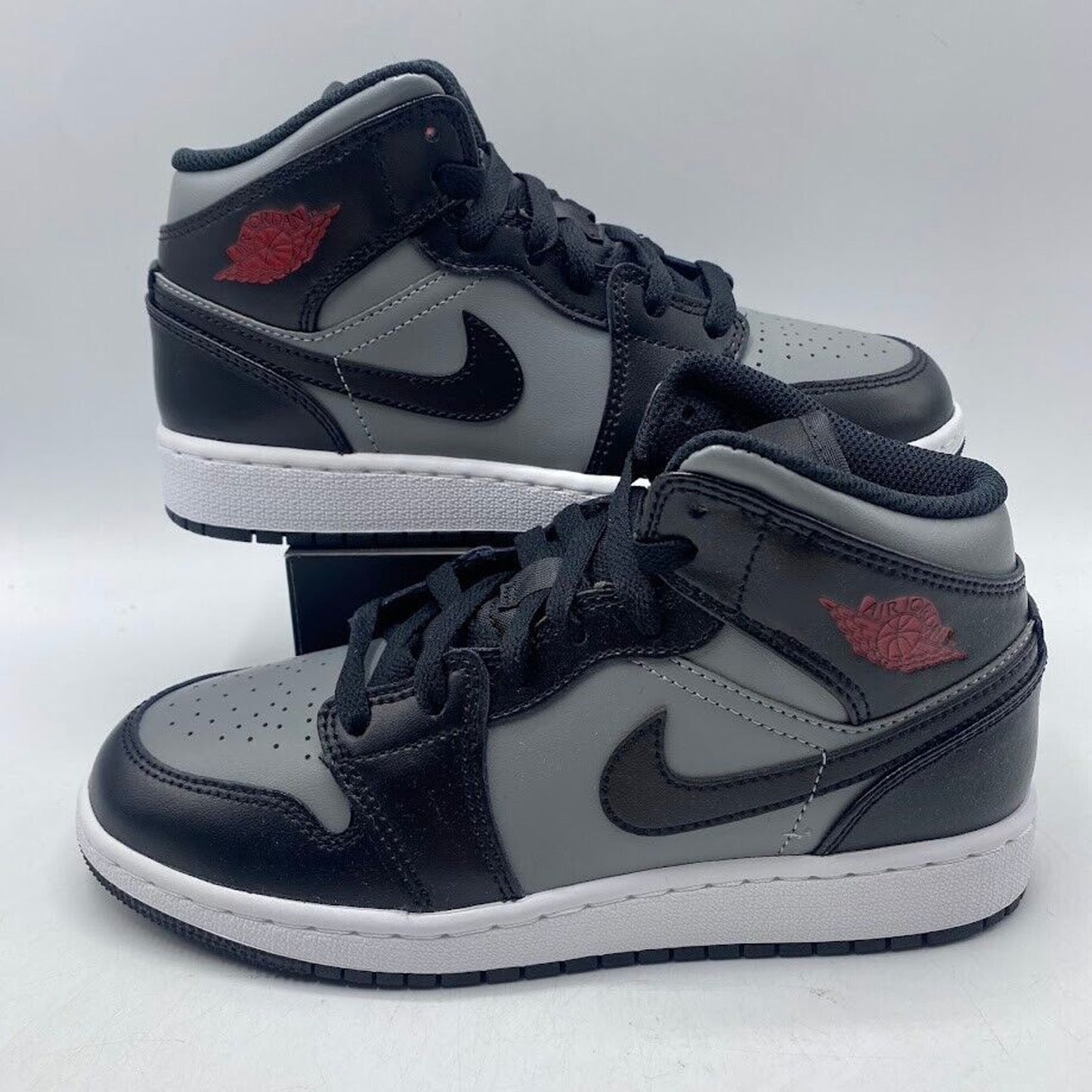 Nike Air Jordan 1 Mid (GS) Shadow Red Gray Black 554725-096 NEW