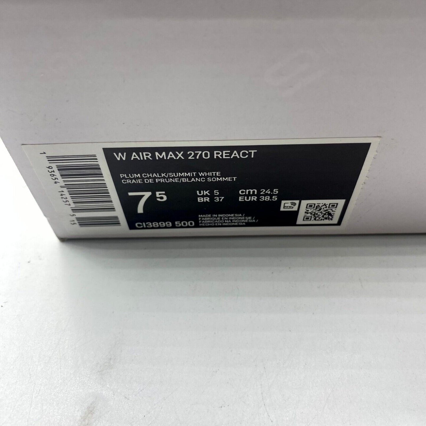 Nike Air Max 270 React Plum Chalk CI3899-500 NEW NO LID