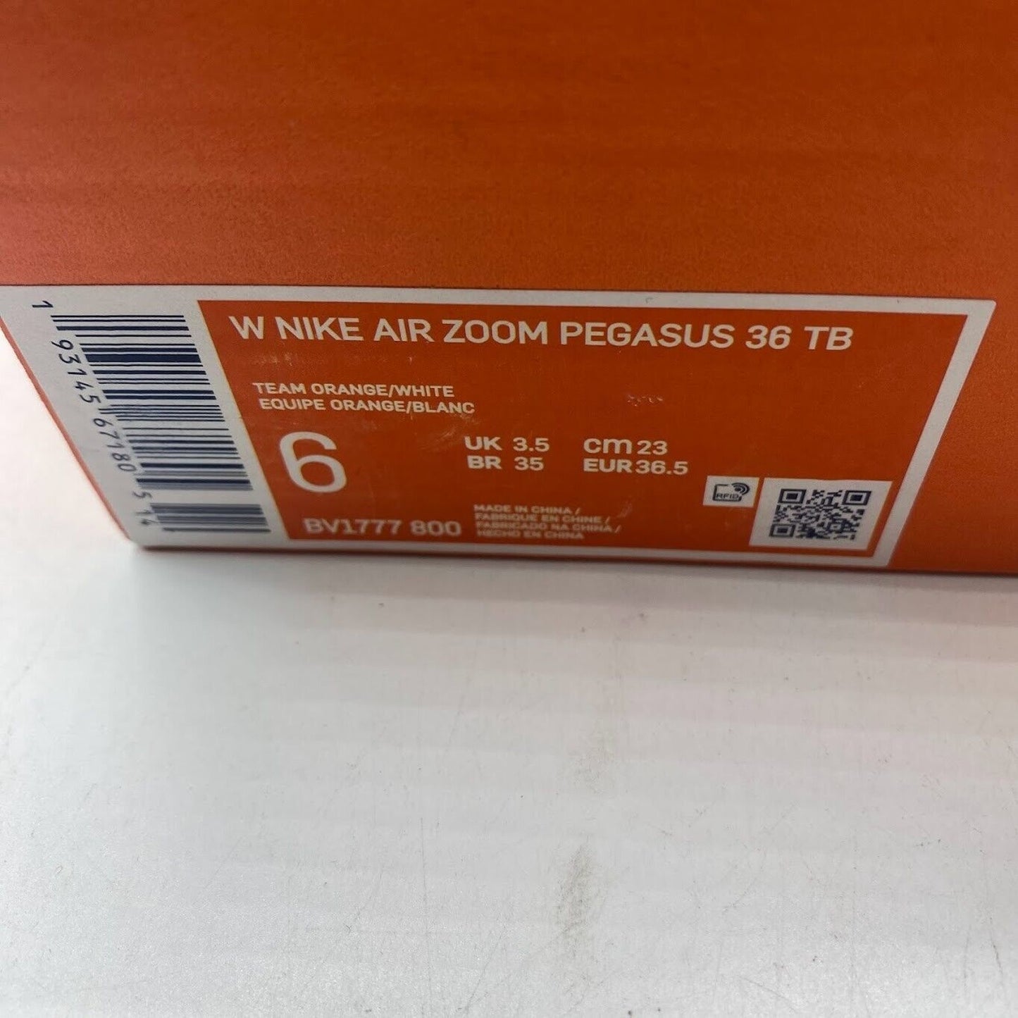 Nike Air Zoom Pegasus 36 TB Orange White BV1777-800 NEW NO LID