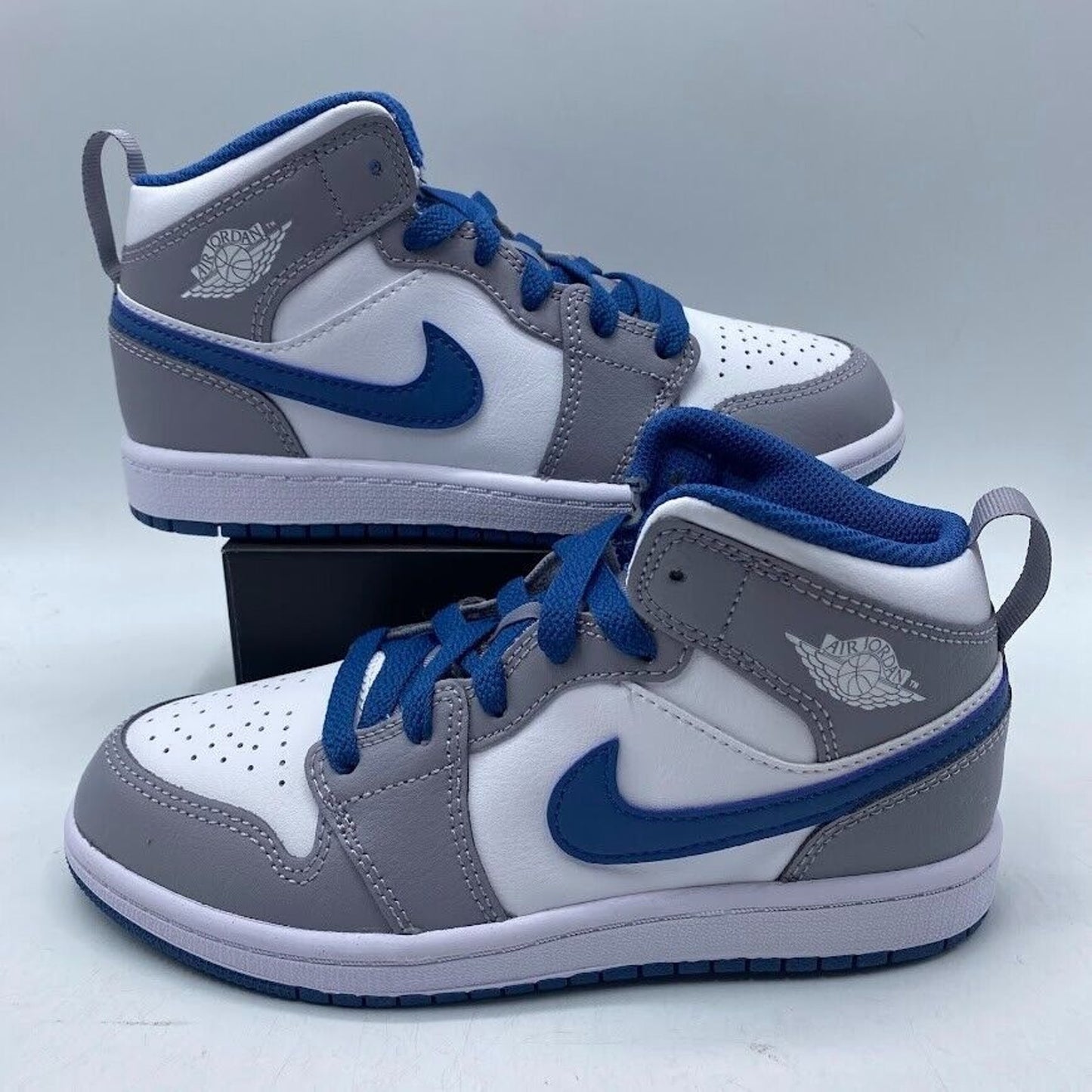 Nike Air Jordan 1 Mid (PS) True Blue Cement Gray DQ8424-014 NEW