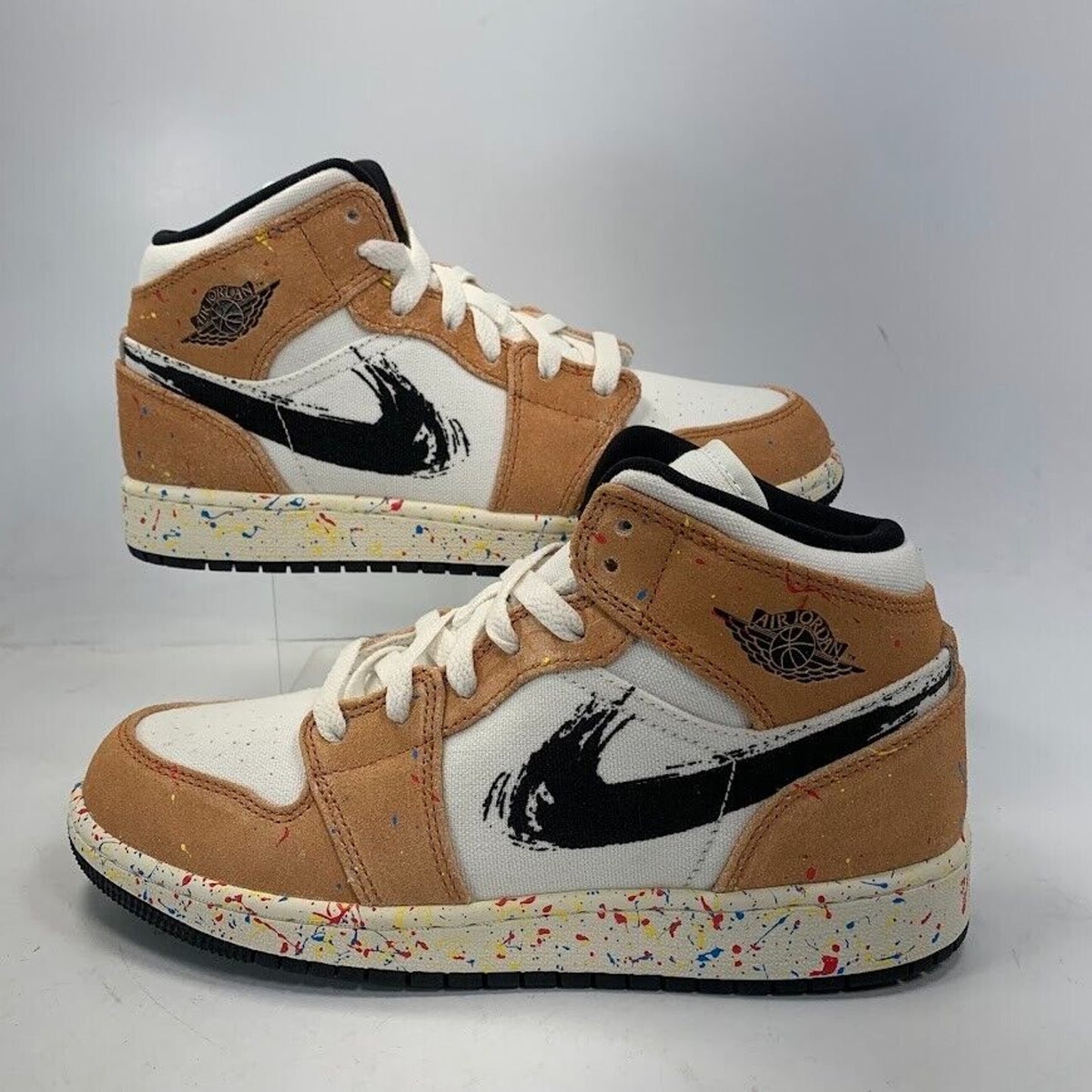 Nike Air Jordan 1 Mid SE (GS) Brushstroke Brown DA8006-100 NEW