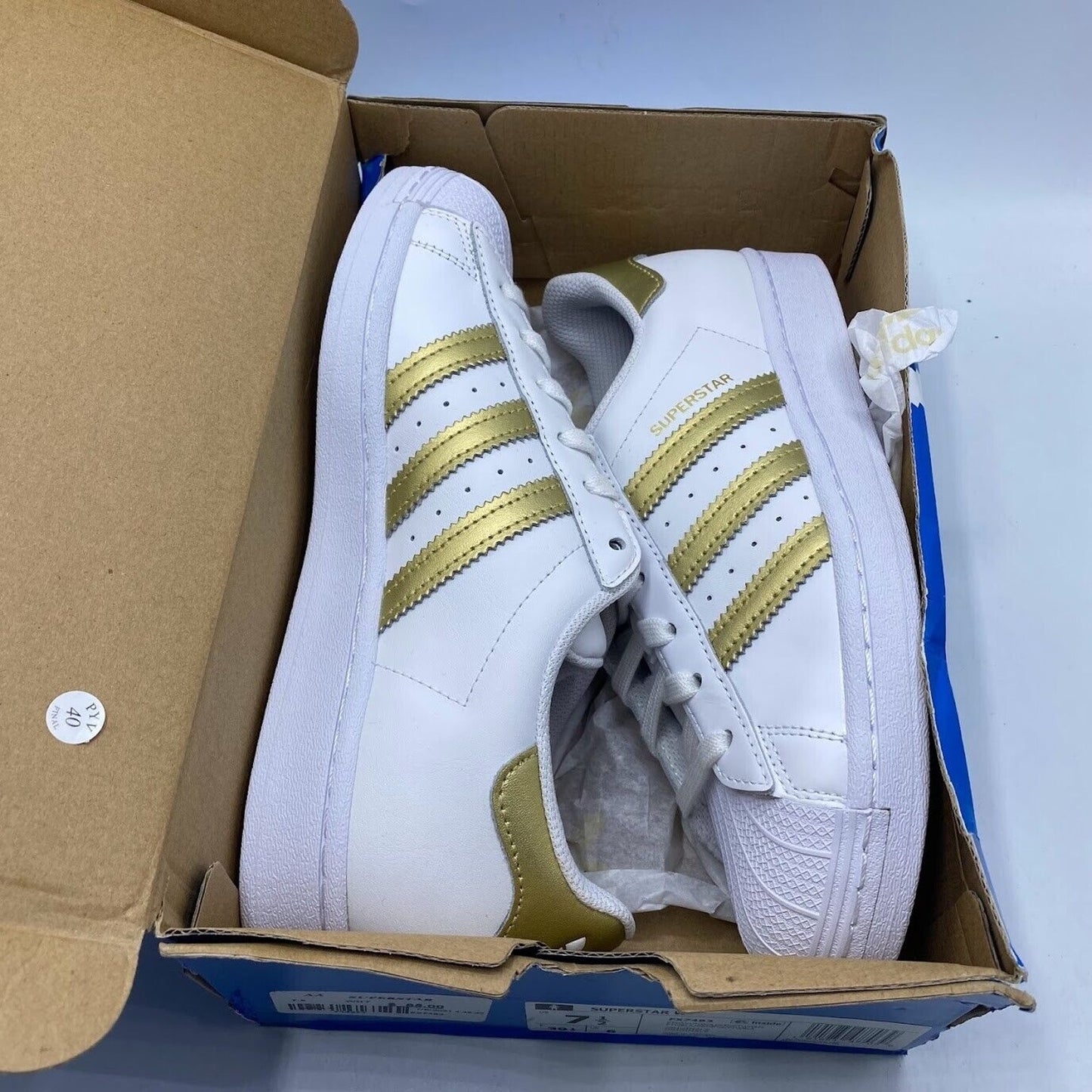 Adidas Superstar White Metallic Gold FX7483 NEW